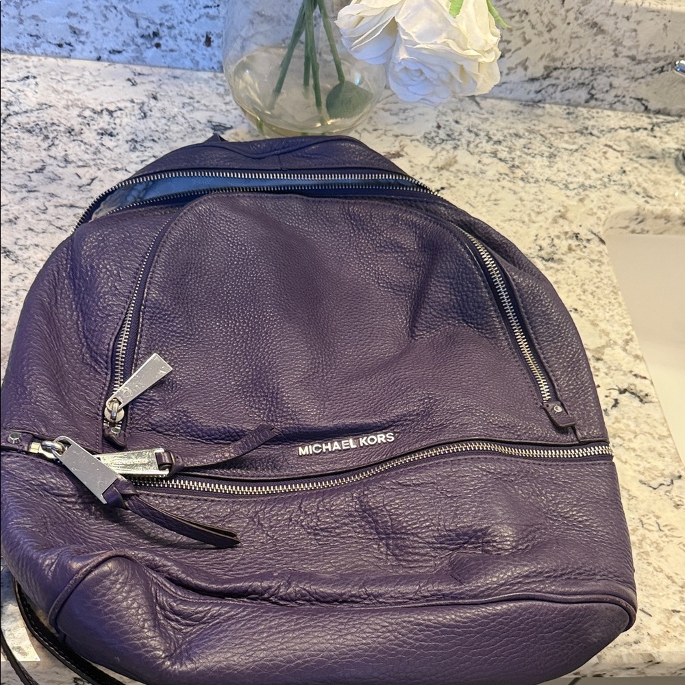 Michael Kors Deep Purple Leather Backpack